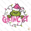 Grinchy text wrapped in Christmas lights with Peeking Grinch face SVG.