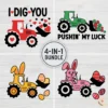 4-in-1 Holiday Tractor SVG Bundle for Valentine, St. Patrick's Day, and Easter designs.