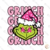 Retro Pink Grinch SVG with stacked wavy text and star hat for trendy Christmas hoodies.