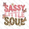 Sassy Little Soul PNG sublimation design with leopard print and pink butterflies.