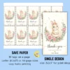Print layout showing 10 coquette bunny favor tags arranged on a single 8.5 by 11 inch US Letter paper with cut lines.
