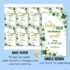 Printable PDF sheet showing 10 St Patricks Day gift tags per page. Save paper layout for easy home printing and cutting.