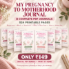 My Pregnancy to Motherhood Journal digital PDF bundle with 8 pregnancy journals and 524 printable pages
