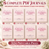 8 complete pregnancy journal PDF volumes covering pregnancy, birth, newborn, baby's first year and motherhood